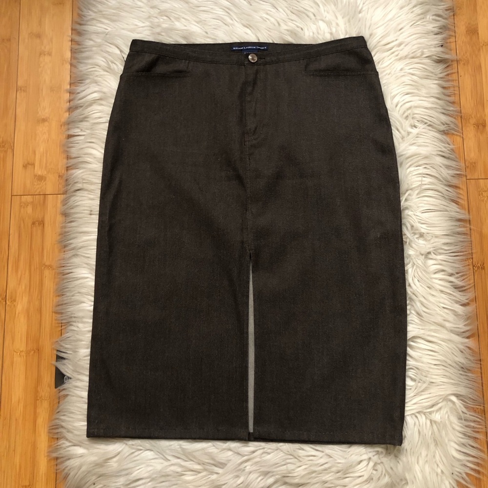 Ralph Lauren Wool Blend Classic Dark Brown Pencil Skirt 32” Waist size M/L